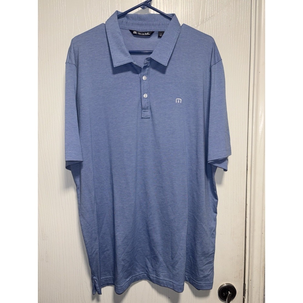Travis Mathew‎ Polo Shirt Men's Size 2XL Blue Golf Pima Cotton Blend